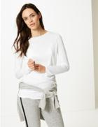 Marks & Spencer Round Neck Long Sleeve Longline T-shirt White