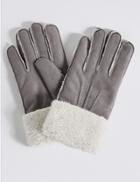 Marks & Spencer Faux Fur Shearling Gloves Grey