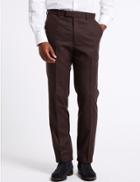 Marks & Spencer Burgundy Textured Tailored Fit Trousers Burgundy