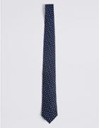 Marks & Spencer Pure Silk Geo Print Tie Sky