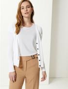 Marks & Spencer V-neck Button Detailed Cardigan Soft White