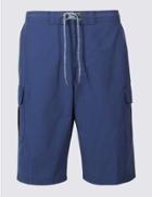Marks & Spencer Cotton Rich Swim Shorts Blue
