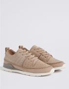 Marks & Spencer Suede Whipstitch Lace-up Trainers Blush