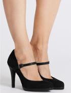 Marks & Spencer Stiletto Heel Bar Court Shoes With Insolia&reg; Black