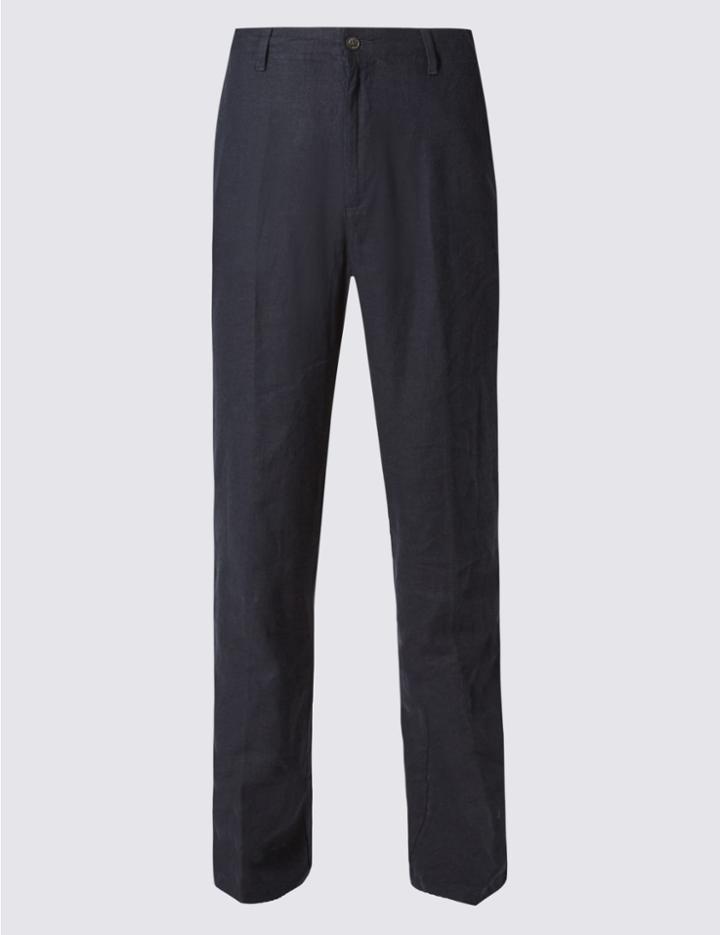 Marks & Spencer Linen Rich Trousers Navy