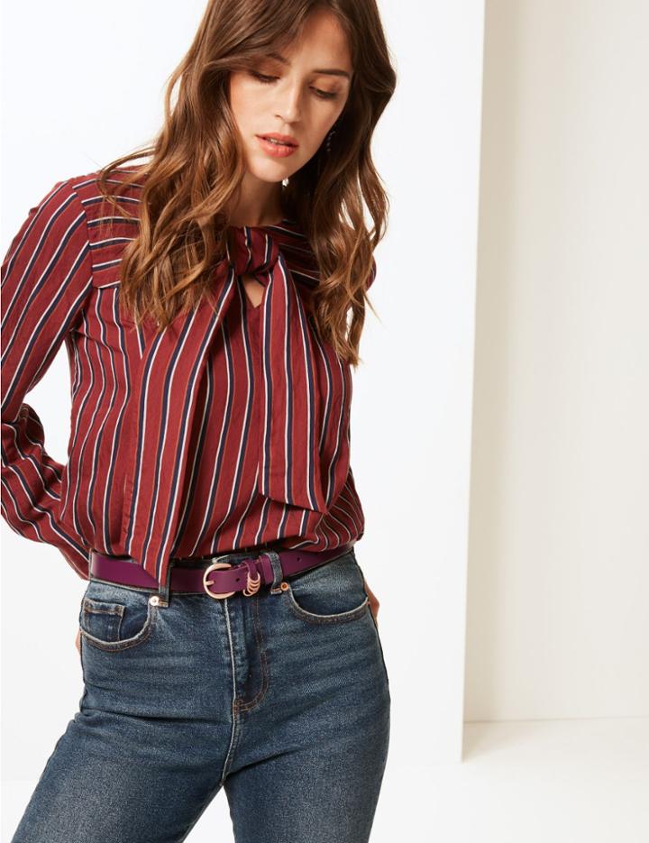 Marks & Spencer Ring Keeper Leather Belt Cranberry