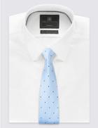 Marks & Spencer Pure Silk Textured Spotted Tie Light Blue
