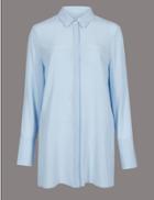 Marks & Spencer Pure Silk Long Sleeve Shirt Chambray