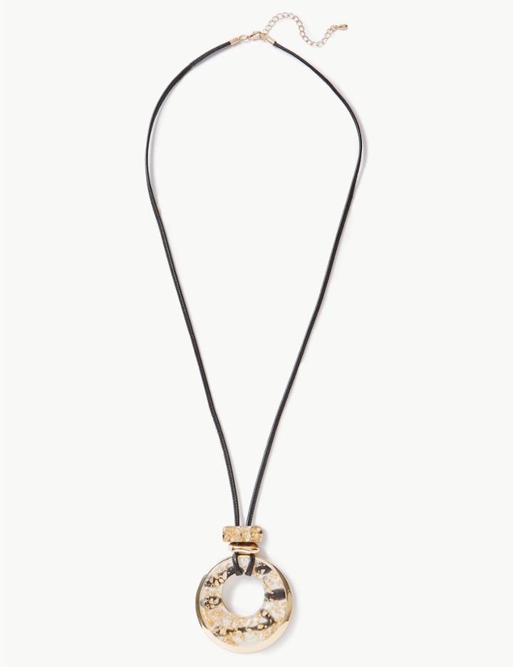 Marks & Spencer Double Ring Pendant Necklace Black Mix