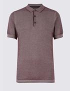 Marks & Spencer Pure Cotton Textured Slim Fit Jumper Dark Wine