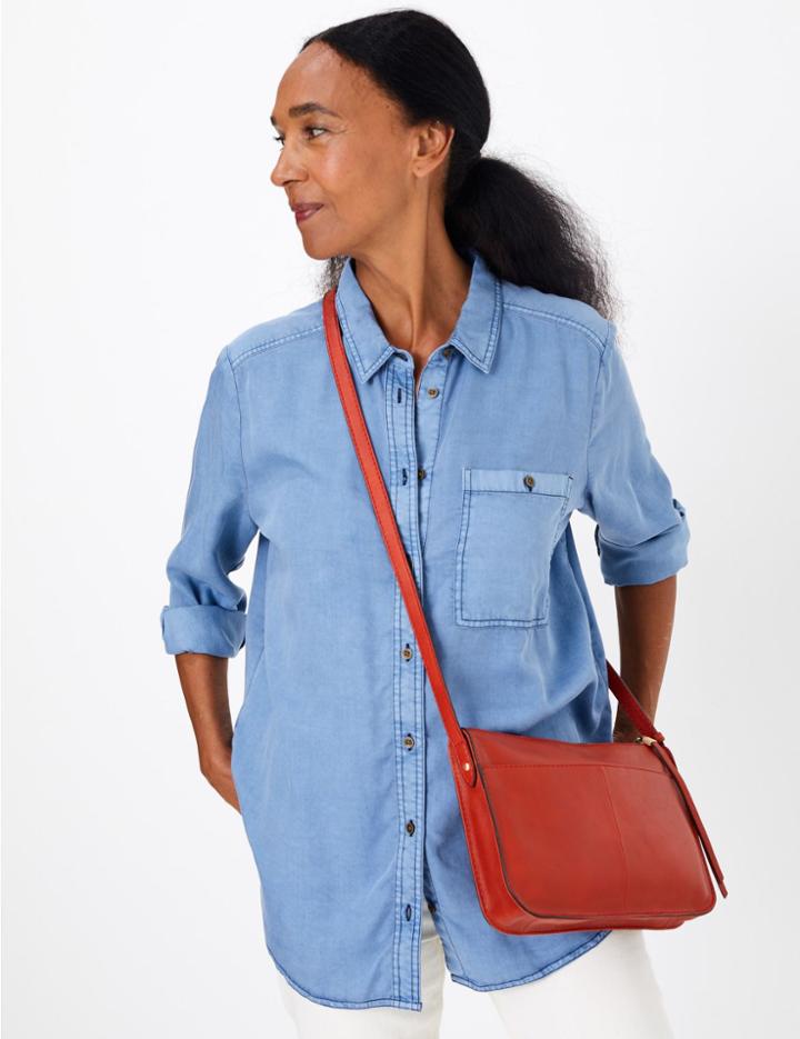 Marks & Spencer Leather Cross Body Bag Burnt Orange