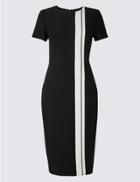 Marks & Spencer Colour Block Short Sleeve Shift Midi Dress Black Mix