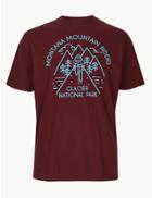 Marks & Spencer Pure Cotton Printed Crew Neck T-shirt Burgundy