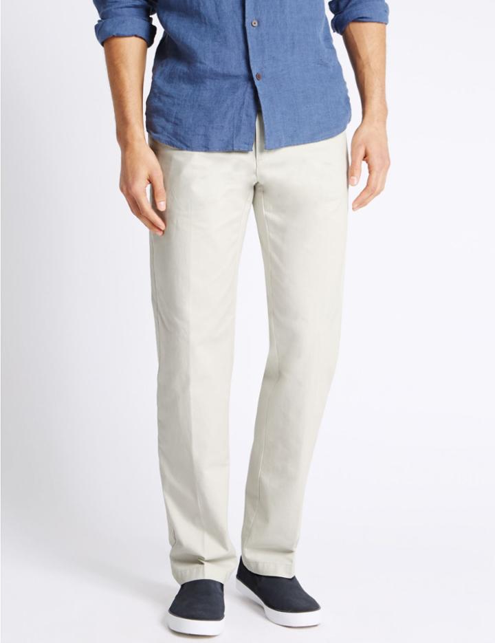 Marks & Spencer Pure Cotton Flat Front Chinos Light Natural