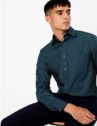 Marks & Spencer 5 Pack Tailored Fit Easy Iron Shirts Blue Mix