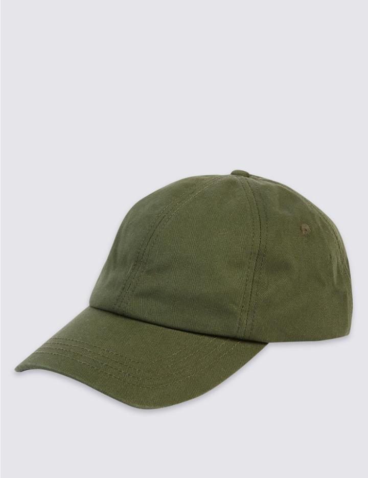 Marks & Spencer Pure Cotton Baseball Hat Khaki