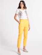Marks & Spencer Cotton Blend Frill Pocket Trousers Saffron