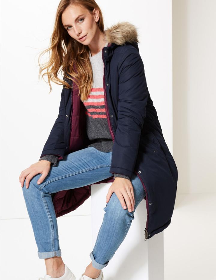 Marks & Spencer Reversible Padded Jacket With Stormwear&trade; Navy Mix