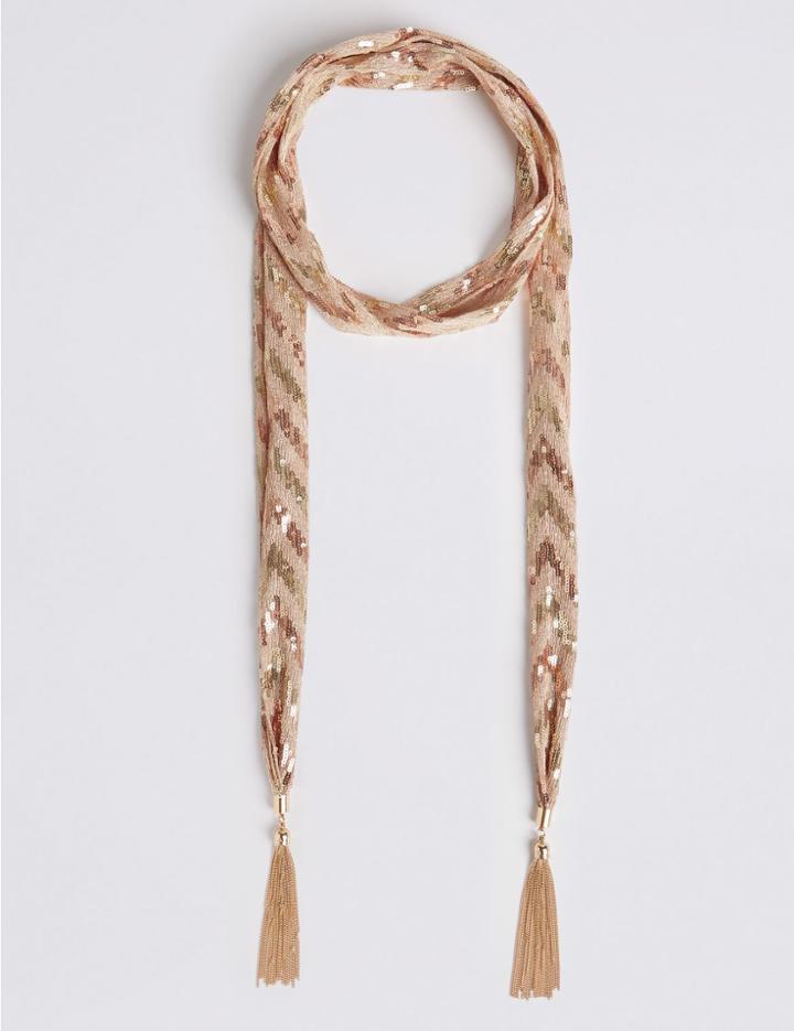 Marks & Spencer Bling Tassel Jewellery Scarf Gold Mix