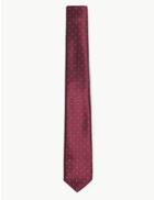 Marks & Spencer Twill Skinny Polka Dot Tie Burgundy