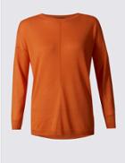Marks & Spencer Boxy Knit Long Sleeve Jumper Orange