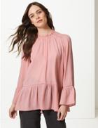 Marks & Spencer High Neck Long Sleeve Blouse Pink