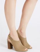 Marks & Spencer High Front Block Heel Slingback Sandals Sand