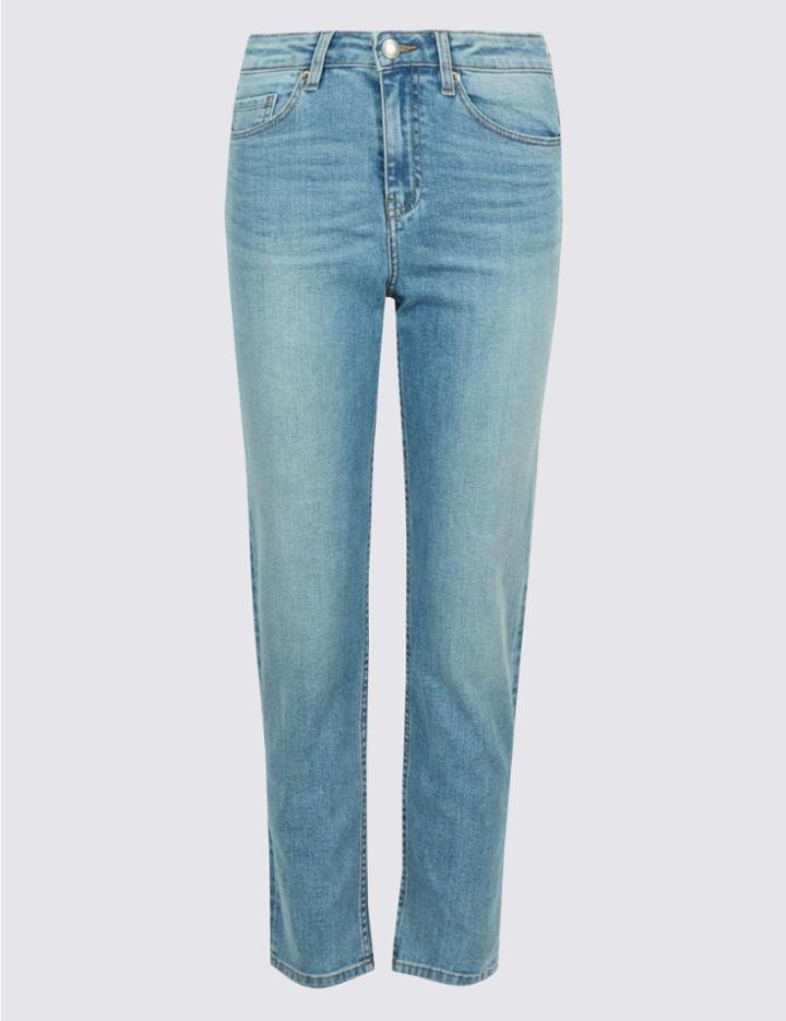 Marks & Spencer Cropped Straight Leg Jeans Light Indigo