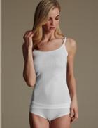 Marks & Spencer 2 Pack Thermal Pointelle Strappy Vests White