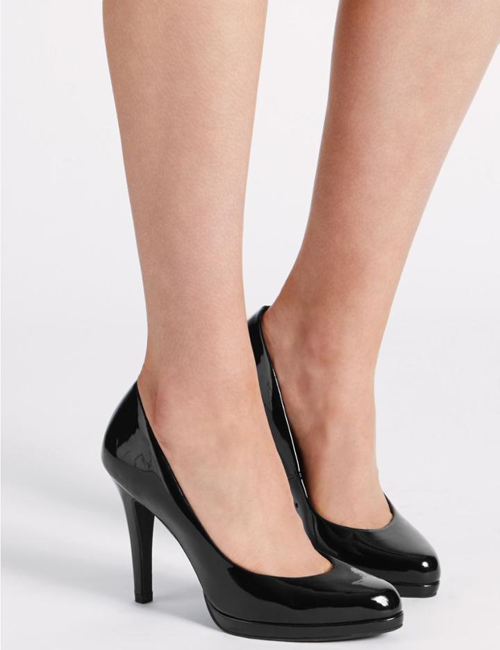 Marks & Spencer Stiletto Platform Court Shoes With Insolia&reg; Black Patent