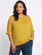 Marks & Spencer Curve Hem Half Sleeve T-shirt Ochre