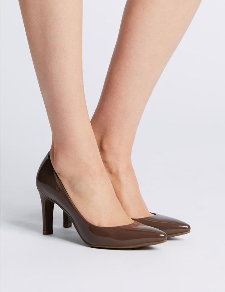 Marks & Spencer Stiletto Heel Pointed Skin Tone Court Shoes Dark Taupe