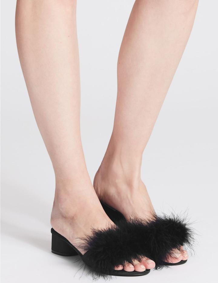 Marks & Spencer Fluffy Mule Slippers Black