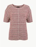 Marks & Spencer Striped Relaxed Fit Top Claret