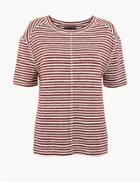 Marks & Spencer Striped Relaxed Fit Top Claret