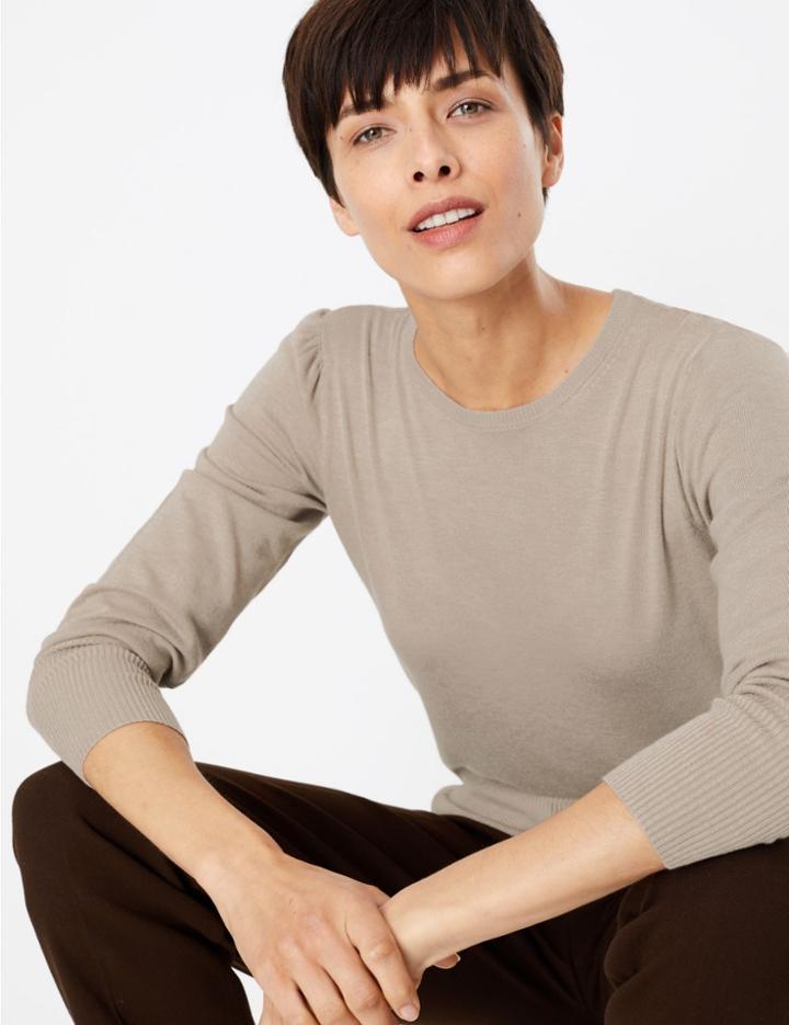 Marks & Spencer Gathered Shoulder Jumper Neutral