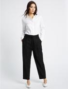 Marks & Spencer Petite Linen Rich Tapered Leg Trousers Black