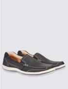 Marks & Spencer Leather Slip-on Shoes Navy