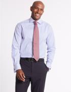 Marks & Spencer Pure Cotton Easy To Iron Tailored Fit Shirt Blue Mix