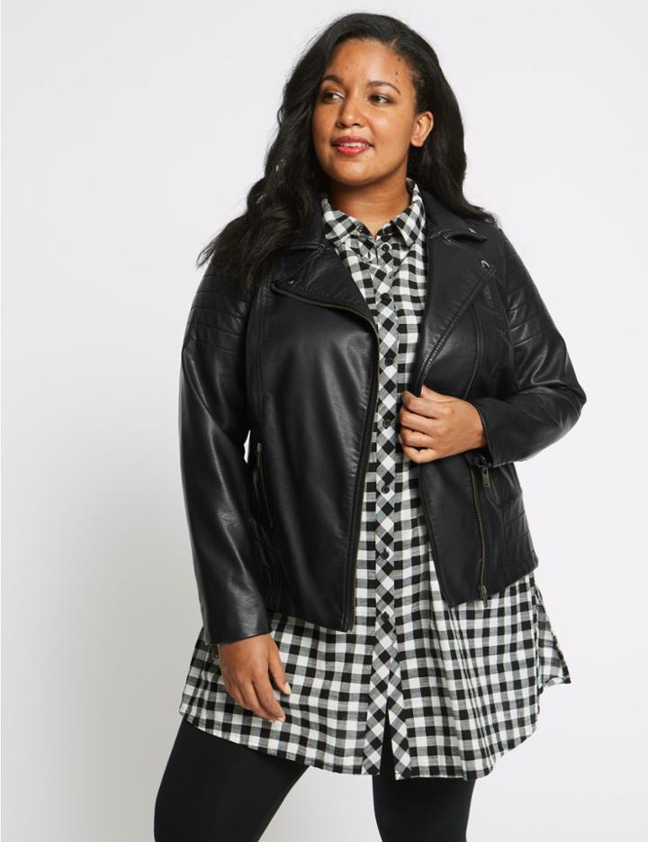 Marks & Spencer Curve Faux Leather Biker Jacket Black
