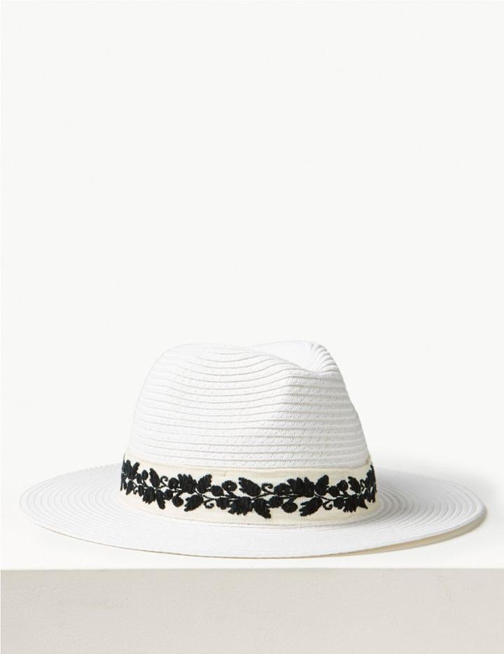 Marks & Spencer Craft Fedora Sun Hat White Mix