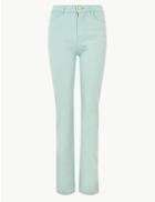 Marks & Spencer Sateen Roma Rise Straight Leg Jeans Faded Green