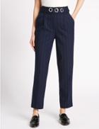 Marks & Spencer Printed Tapered Leg Trousers Navy Mix