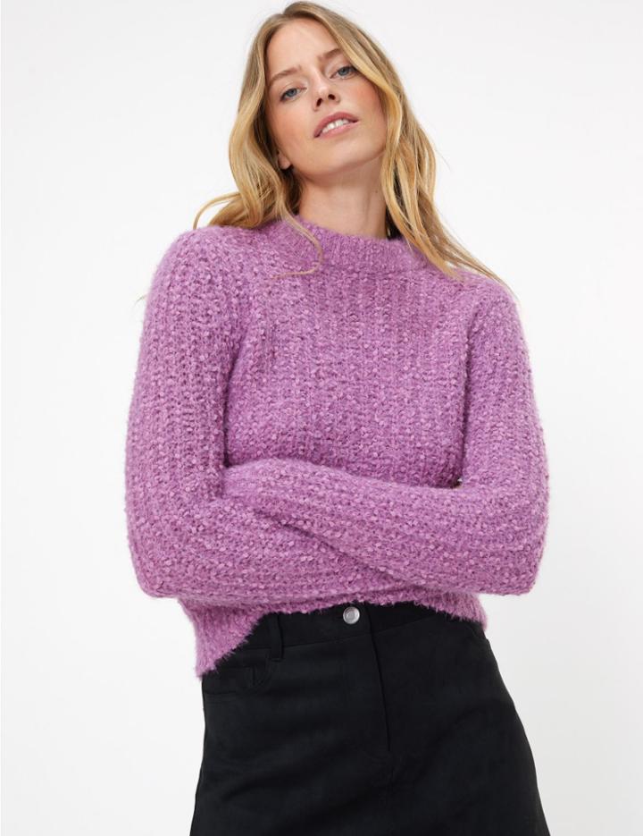 Marks & Spencer Textured Round Neck Long Sleeve Jumper Violet