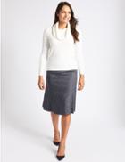 Marks & Spencer Textured A-line Midi Skirt Navy