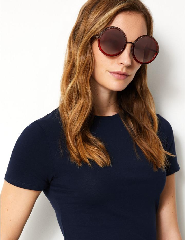 Marks & Spencer Bandera Bling Round Sunglasses Bronze Mix