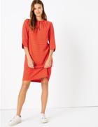 Marks & Spencer Ditsy Print 3/4 Sleeve Shift Dress Orange Mix
