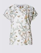 Marks & Spencer Butterfly & Floral Print T-shirt White Mix