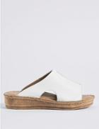 Marks & Spencer Leather Flatform Seamed Sliders White