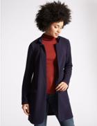 Marks & Spencer Crepe Notch Neck Coat Navy